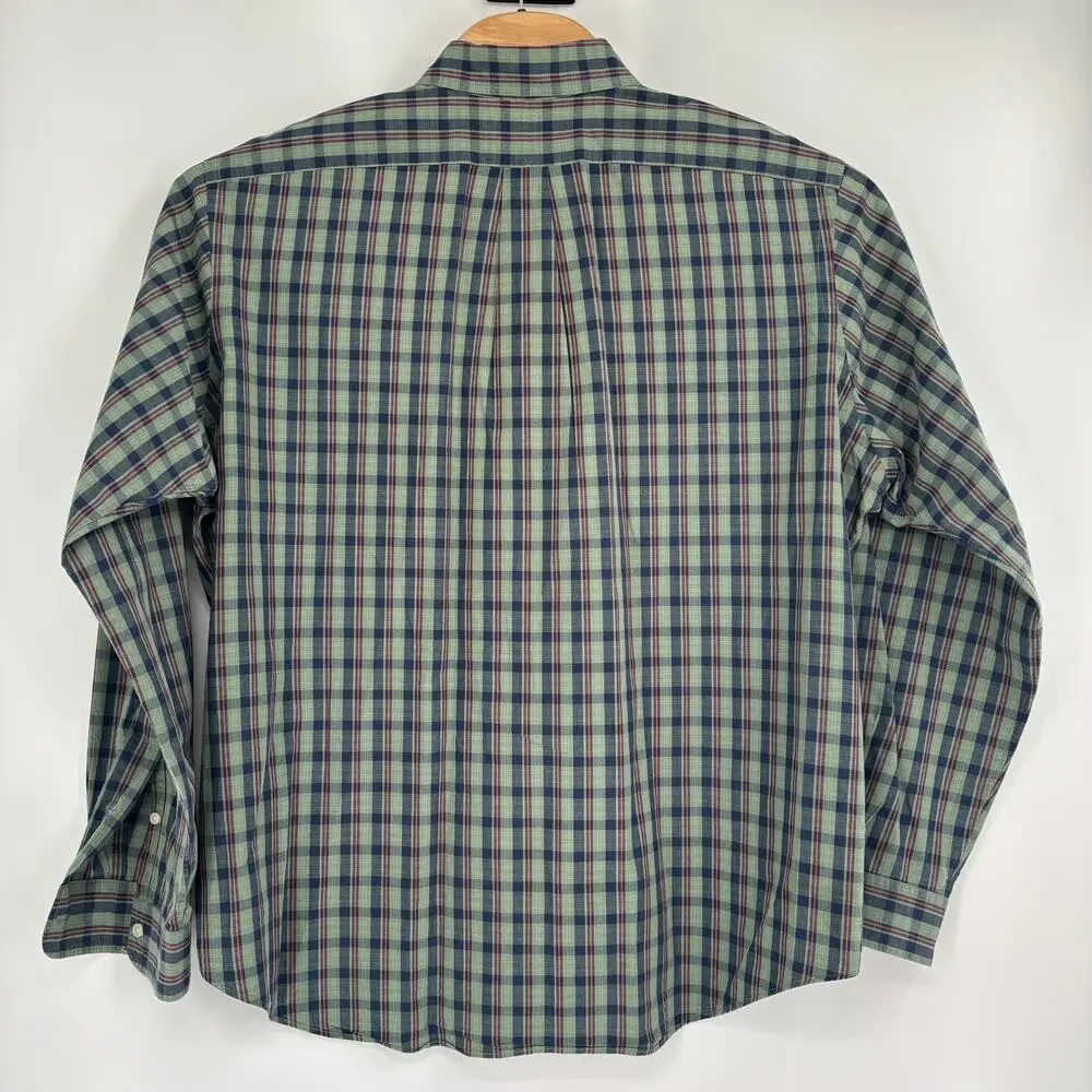 Ralph Lauren 2XL Green Blue Check Long Sleeve Button Down Classic Fit Shirt